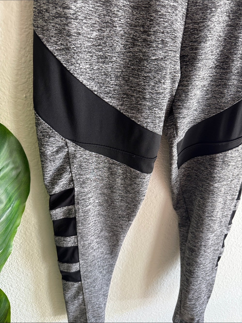 Always Gray Heather Leggings with Black Contrast Panels - Picture 2 of 7